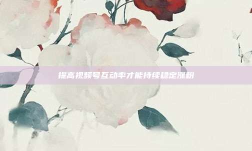 提高视频号互动率才能持续稳定涨粉