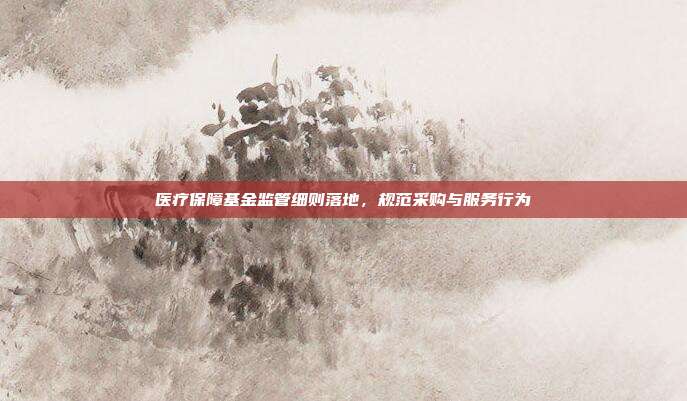 医疗保障基金监管细则落地，规范采购与服务行为