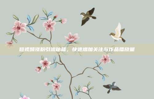短视频涨粉引流秘籍，快速增加关注与作品播放量