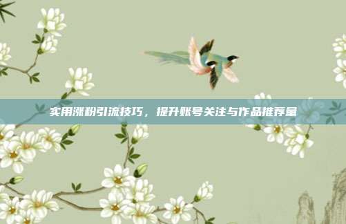 实用涨粉引流技巧，提升账号关注与作品推荐量
