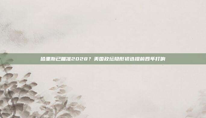 哈里斯已瞄准2028？美国政坛隐形初选提前四年打响