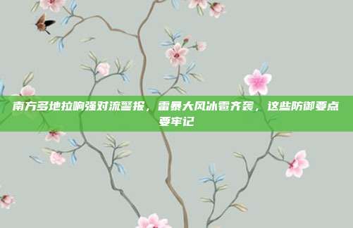 南方多地拉响强对流警报，雷暴大风冰雹齐袭，这些防御要点要牢记