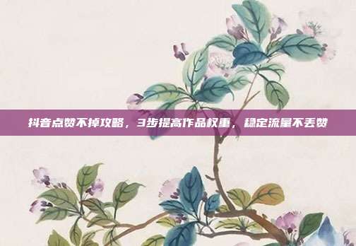 抖音点赞不掉攻略，3步提高作品权重，稳定流量不丢赞