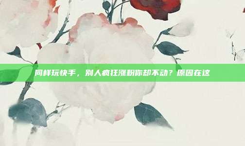 同样玩快手，别人疯狂涨粉你却不动？原因在这