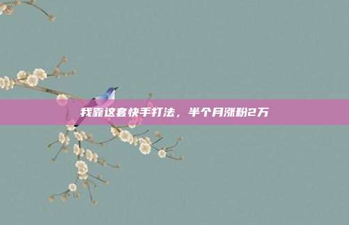 我靠这套快手打法，半个月涨粉2万