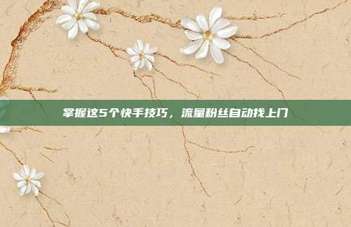 掌握这5个快手技巧，流量粉丝自动找上门