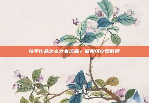 快手作品怎么才有流量？保姆级完整教程
