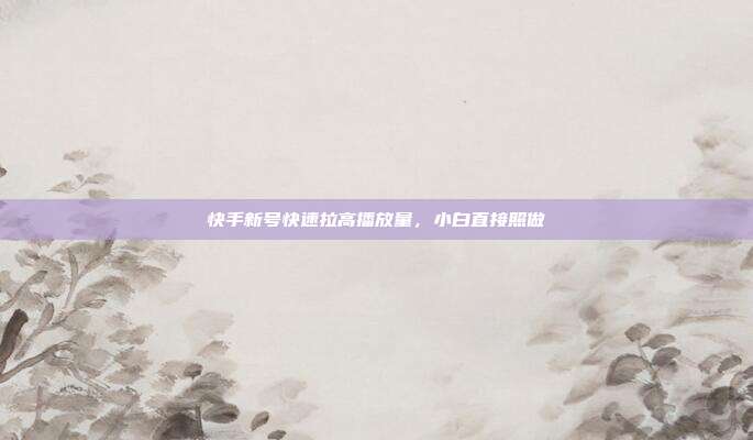 快手新号快速拉高播放量，小白直接照做