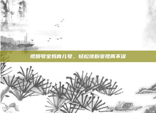 视频号宝妈育儿号，轻松涨粉变现两不误