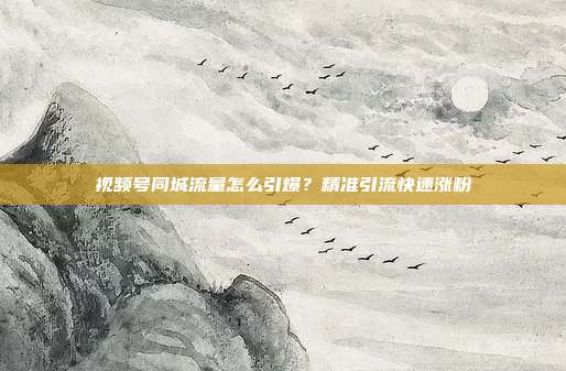 视频号同城流量怎么引爆？精准引流快速涨粉