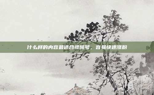 什么样的内容最适合视频号，容易快速涨粉