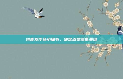 抖音发作品小细节，决定点赞高低关键