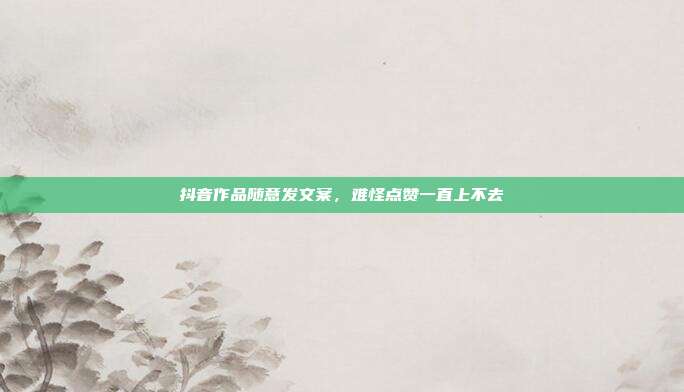 抖音作品随意发文案，难怪点赞一直上不去