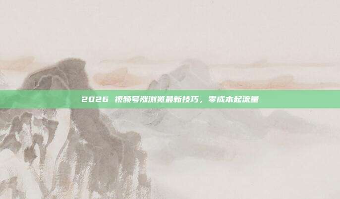 2026 视频号涨浏览最新技巧，零成本起流量
