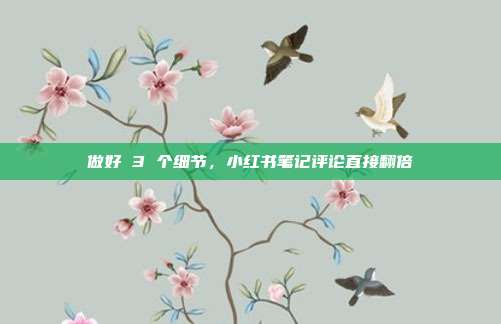 做好 3 个细节，小红书笔记评论直接翻倍