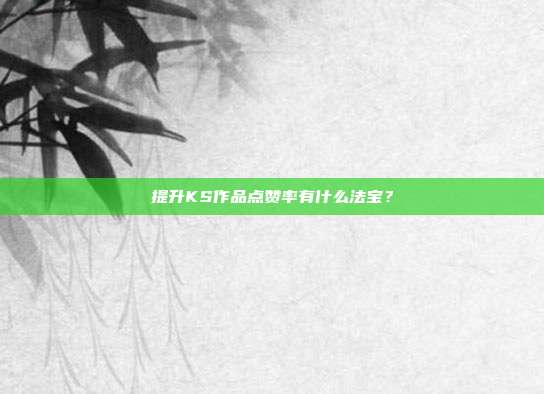 提升KS作品点赞率有什么法宝?
