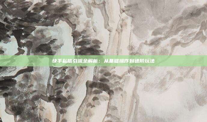 快手私信引流全解析:从基础操作到进阶玩法