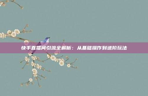 快手直播间引流全解析：从基础操作到进阶玩法