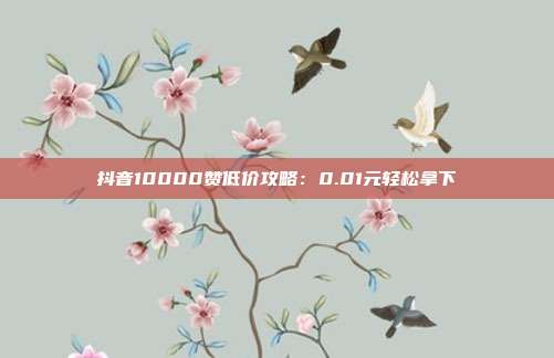 抖音10000赞低价攻略：0.01元轻松拿下