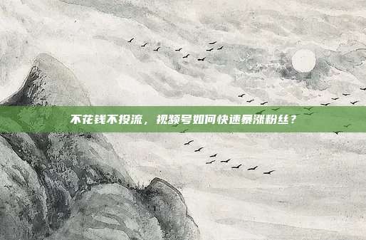 不花钱不投流，视频号如何快速暴涨粉丝？