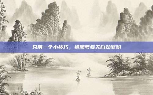 只用一个小技巧，视频号每天自动涨粉