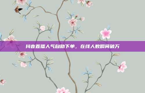 抖音直播人气自助下单，在线人数瞬间破万