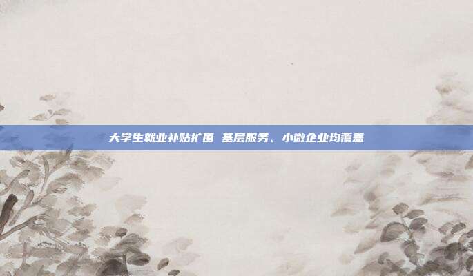 大学生就业补贴扩围 基层服务、小微企业均覆盖