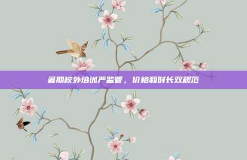 暑期校外培训严监管，价格和时长双规范