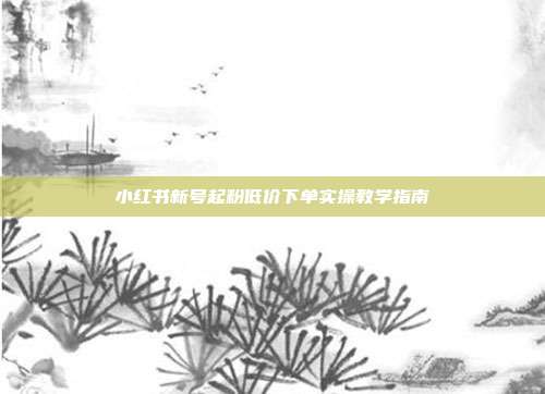 小红书新号起粉低价下单实操教学指南