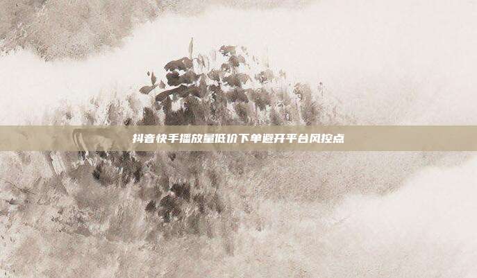 抖音快手播放量低价下单避开平台风控点