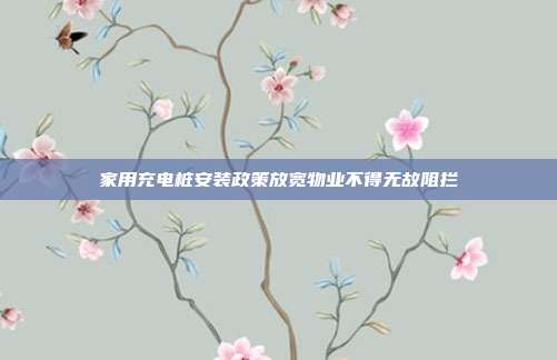 家用充电桩安装政策放宽物业不得无故阻拦