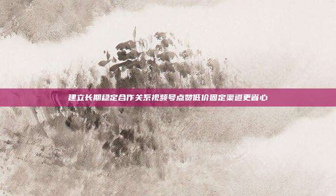 建立长期稳定合作关系视频号点赞低价固定渠道更省心