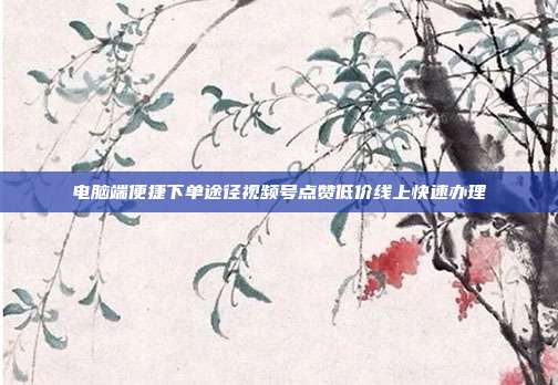 电脑端便捷下单途径视频号点赞低价线上快速办理