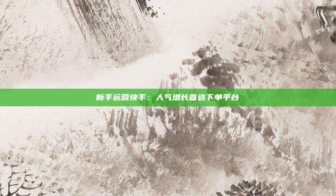 新手运营快手：人气增长首选下单平台