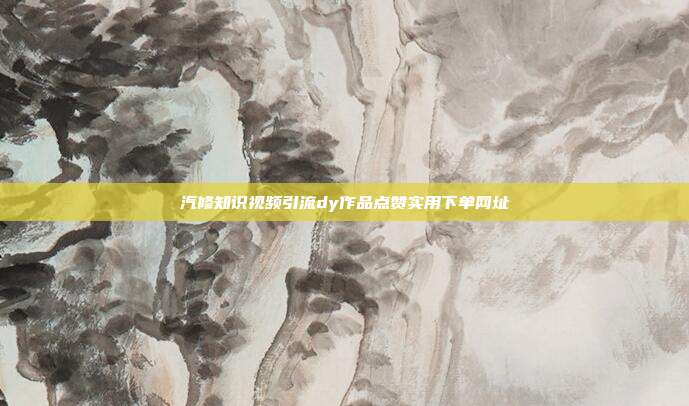 汽修知识视频引流dy作品点赞实用下单网址