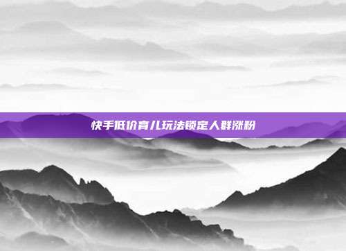 快手低价育儿玩法锁定人群涨粉