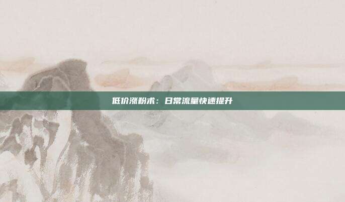 低价涨粉术：日常流量快速提升
