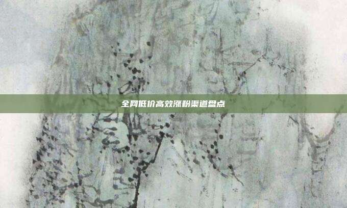 全网低价高效涨粉渠道盘点