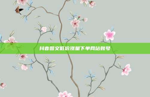 抖音图文低价涨量下单网站账号
