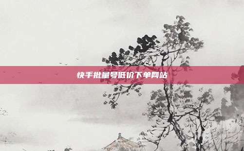 快手批量号低价下单网站