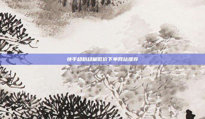 快手稳粉稳量低价下单网站推荐