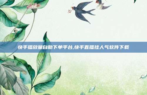 快手播放量自助下单平台,快手直播挂人气软件下载