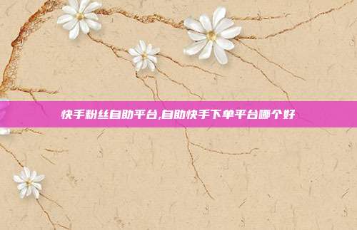 快手粉丝自助平台,自助快手下单平台哪个好