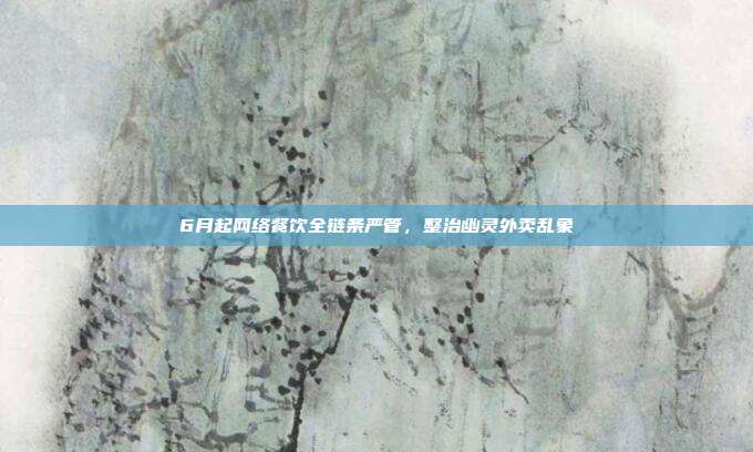 6月起网络餐饮全链条严管,整治幽灵外卖乱象