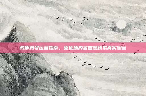 微博账号运营指南,靠优质内容自然积累真实粉丝