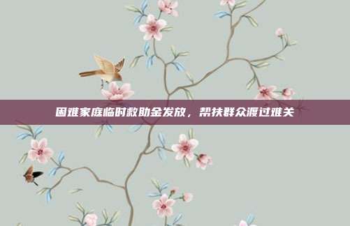 困难家庭临时救助金发放,帮扶群众渡过难关