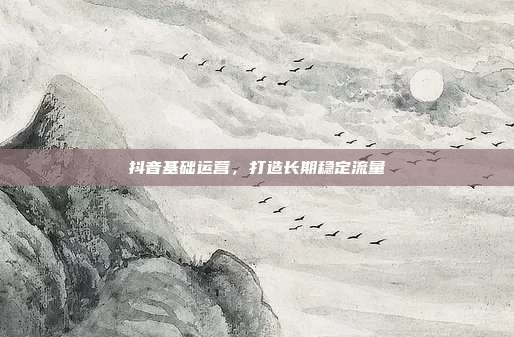 抖音基础运营,打造长期稳定流量