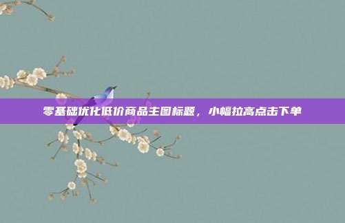 零基础优化低价商品主图标题，小幅拉高点击下单