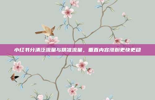 小红书分清泛流量与精准流量，垂直内容涨粉更快更稳