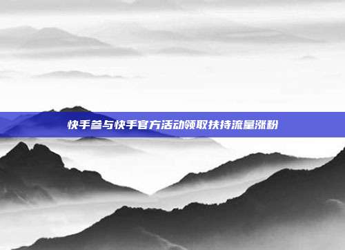 快手参与快手官方活动领取扶持流量涨粉